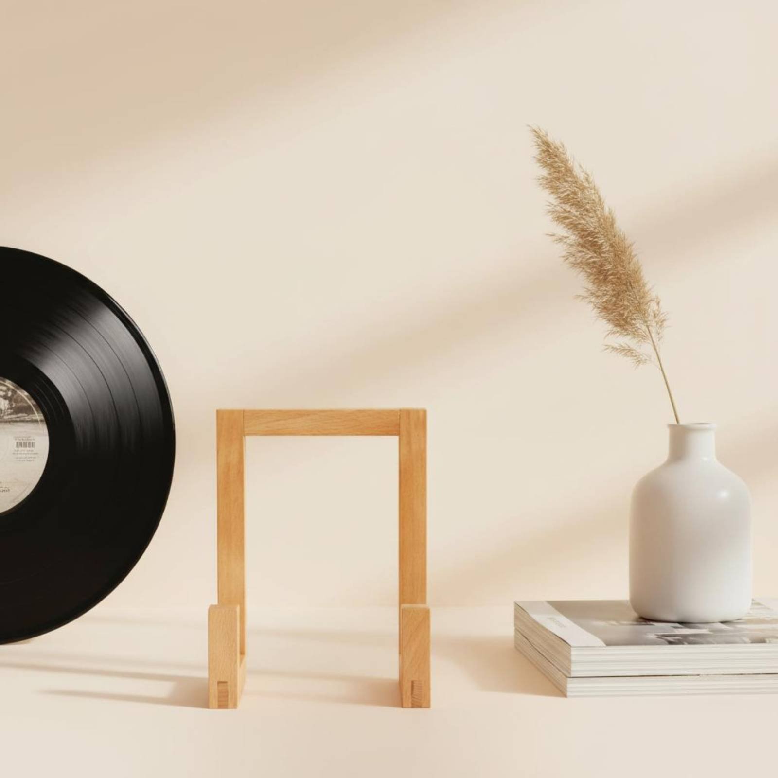 Display Stand Wood - Vinil Vinil Standı Ahşap Vinil Tutucu