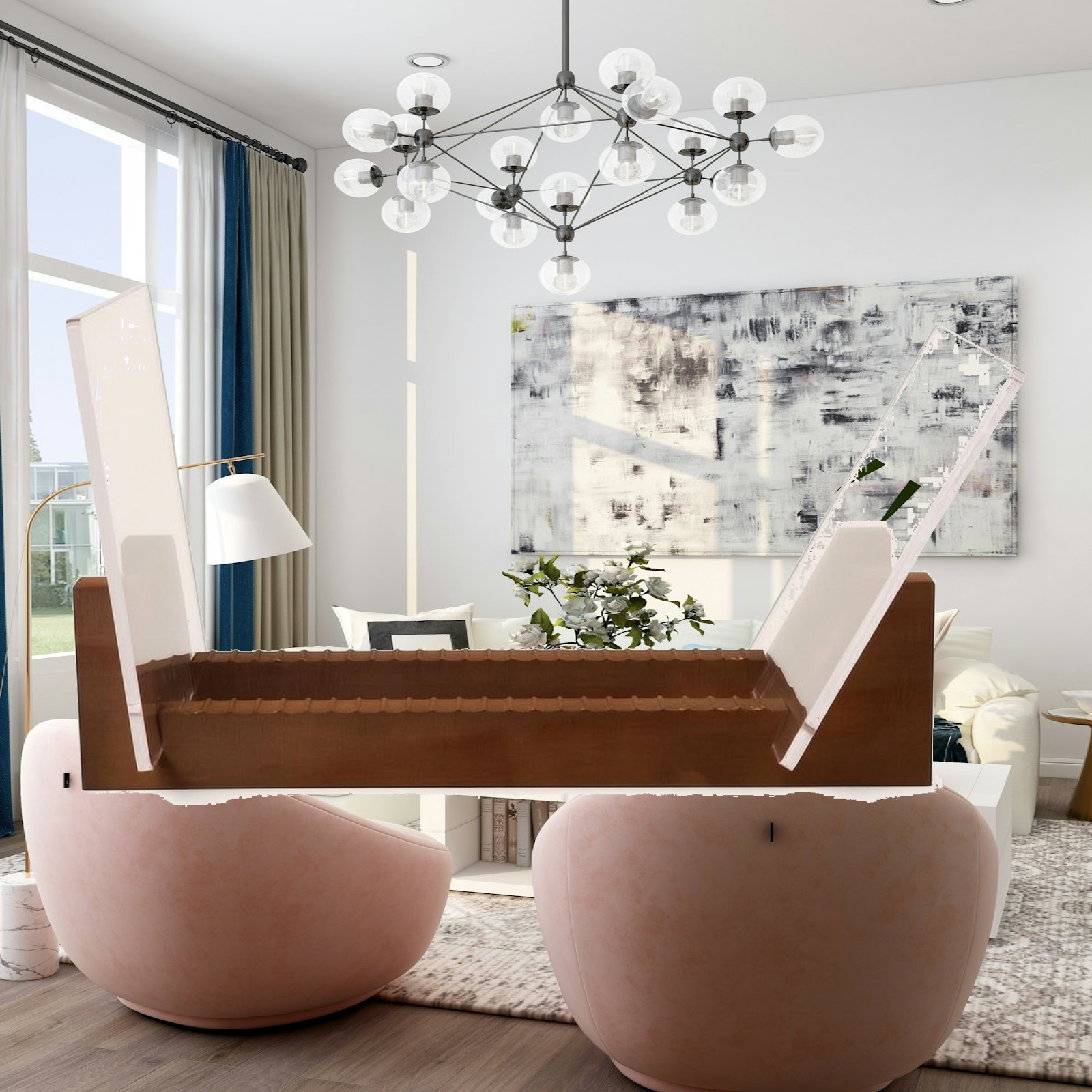 Display Stand Wood - Akrilik Panelli Vinil Stand Yerden Tasarruf
